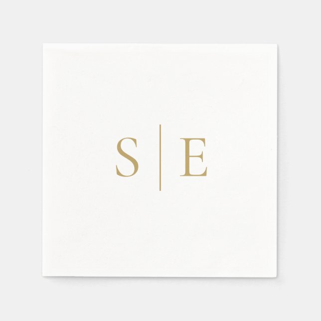 Elegant Modern Gold Monogram Minimalist Napkin (Front)