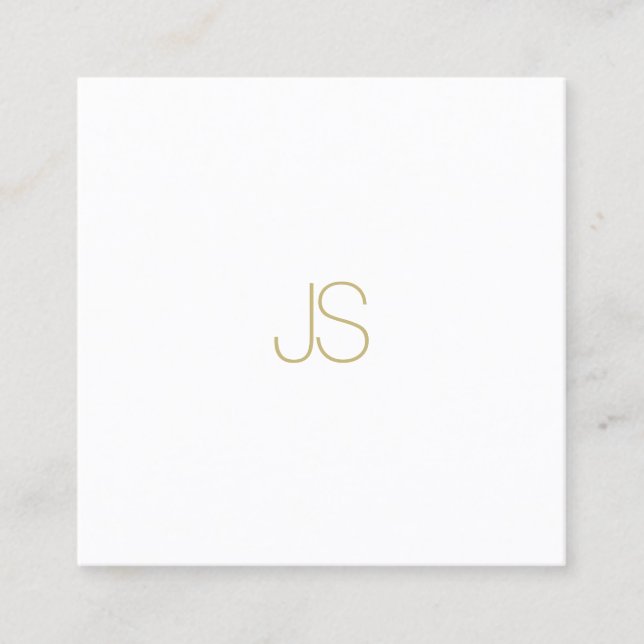 Elegant Modern Gold Monogram Simple Template Luxe Square Business Card (Front)