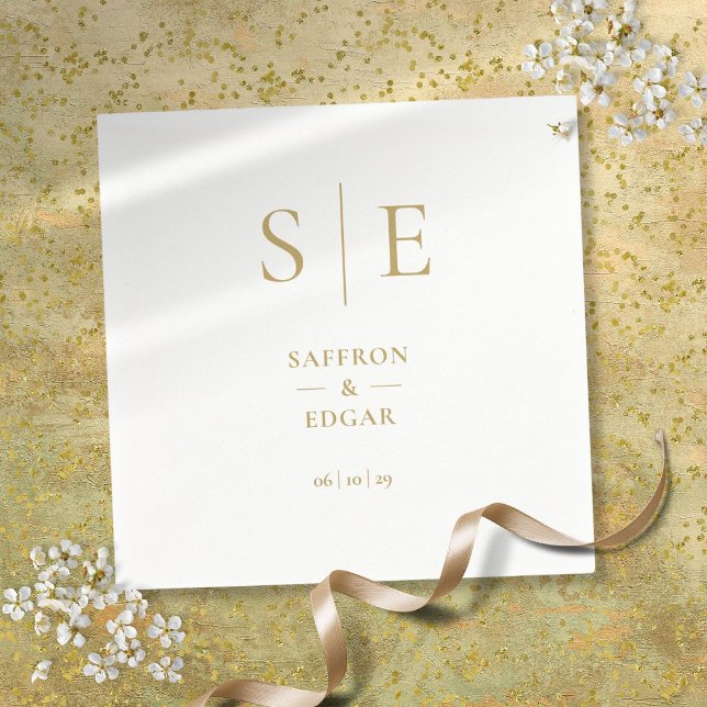 Elegant Modern Gold Monogram  Wedding Napkin (Elegant Modern Gold Monogram Wedding Napkins)