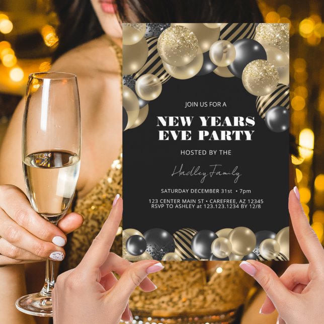Elegant Modern Gold New Year's Eve Party Invitation (Creator Uploaded)