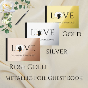 Elegant Modern Gold Photo Heart Custom Wedding  Guest Book