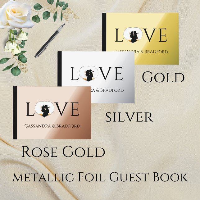 Elegant Modern Gold Photo Heart Custom Wedding  Guest Book (Creator Uploaded)