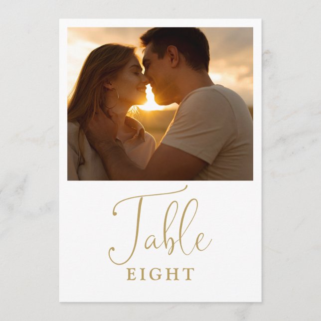 Elegant Modern Gold Photo Table Number (Front)