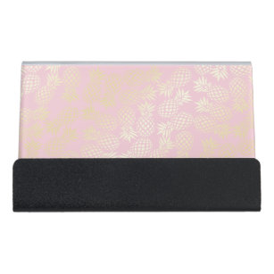 Feminine Business Card Holders Zazzle Co Nz Elegant Modern Gold Pink Pinele Pattern Desk Business Card Holder
