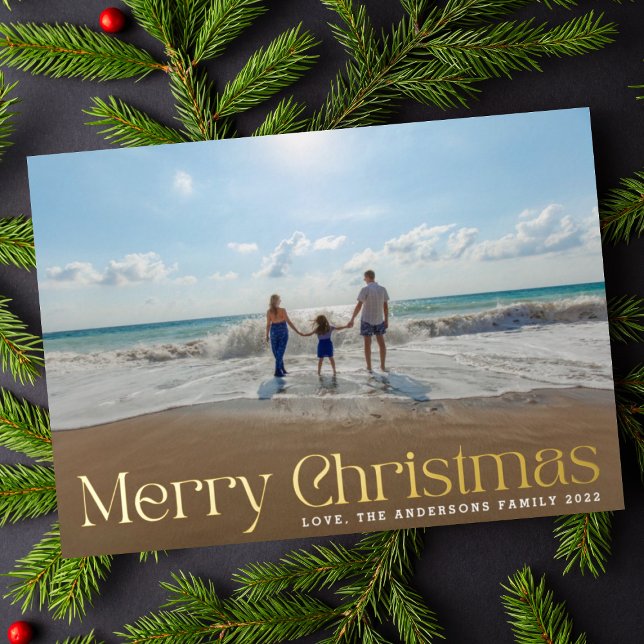 Elegant Modern Gold Pressed Photo Merry Christmas (Creator Uploaded)