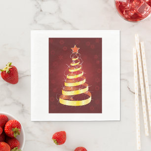 Elegant Modern Gold Ribbon Christmas Tree Napkin