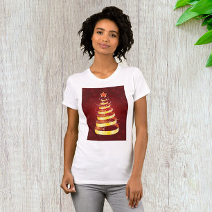 Elegant Modern Gold Ribbon Christmas Tree T-Shirt