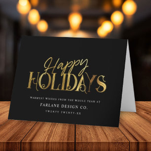 Elegant Modern Gold Script Business Corporate Holiday Card