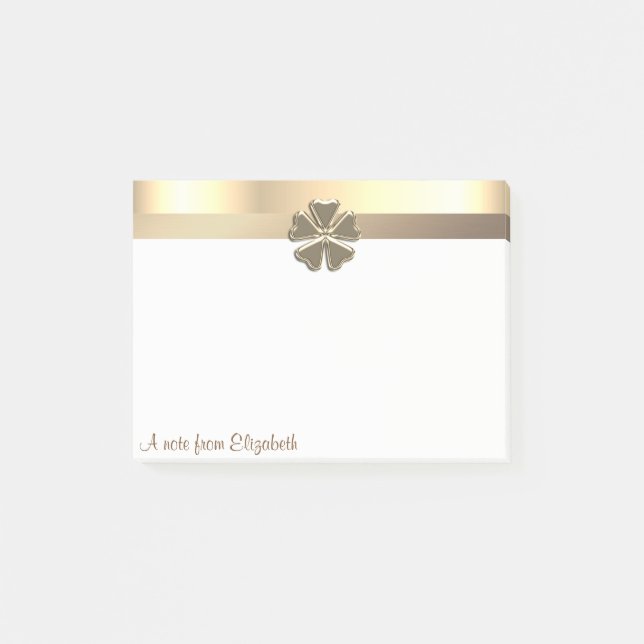 Elegant Modern Gold Shamrock -  Personalised Post-it Notes (Front)