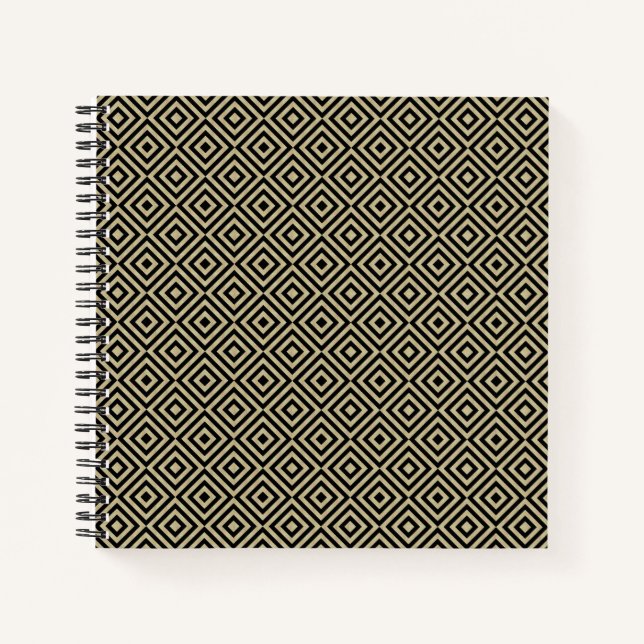 Elegant Modern Gold Squares Diamonds Tiles Pattern Notebook (Front)