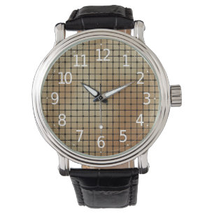 Elegant Modern Gold Squares Tiles Pattern Watch