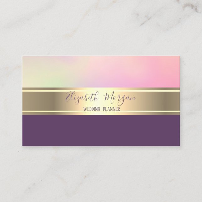 Elegant Modern Gold Stripe Business Card (Front)