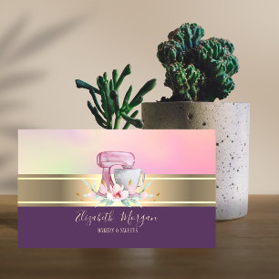 Elegant Modern Gold Stripe Cake Mixer Business Card