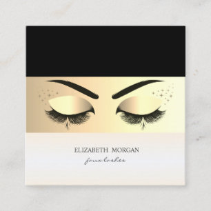 Elegant Modern Gold Stripe, Faux Lashes Square Business Card