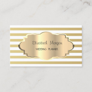 Elegant Modern Gold Stripe, Gold Frame Business Card