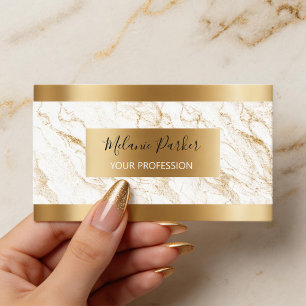 Elegant Modern Gold Strokes Marble  Business Card