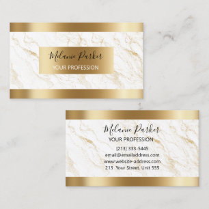 Elegant Modern Gold Strokes Marble Business Card