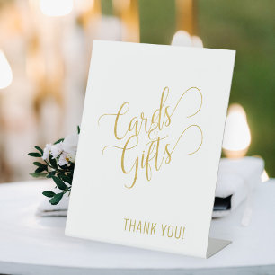 Elegant modern gold typography cards and gifts pedestal sign
