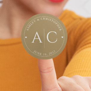 Elegant Modern Gold Wedding Classic Round Sticker