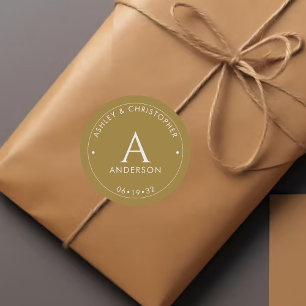 Elegant Modern Gold Wedding Classic Round Sticker