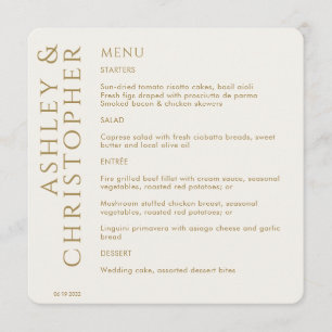 Elegant Modern Gold Wedding Menu