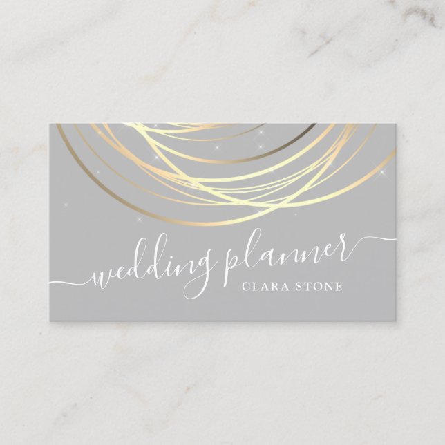 Elegant modern gold wedding planner business card (Front)