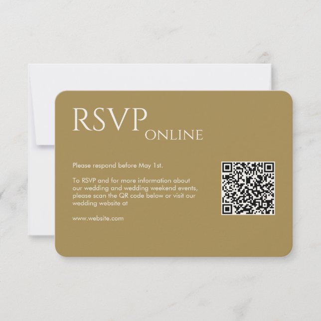 Elegant Modern Gold Wedding RSVP Card (Front)