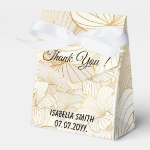 Elegant Modern Gold White Floral Line Collection Favour Box