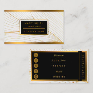 Elegant Modern Gold White Leaves Line Collection Business Card