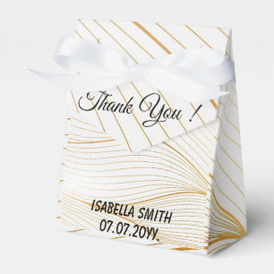 Elegant Modern Gold White Leaves Line Collection Favour Box