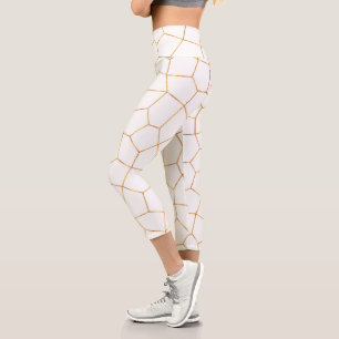 Elegant Modern Gold White Stained Glass Collection Capri Leggings