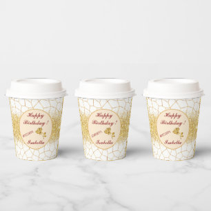 Elegant Modern Gold White Stained Glass Collection Paper Cups