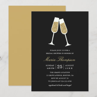 Elegant Modern Gold - Wine Tasting Bridal Shower Invitation