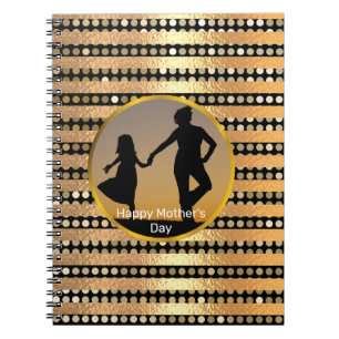 Elegant modern golden Black stripes Mother's Day Notebook