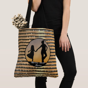 Elegant modern golden Black stripes Mother's Day Tote Bag
