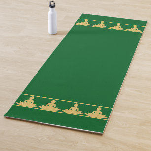 Elegant, Modern Golden Buddha on Forest Green Yoga Mat