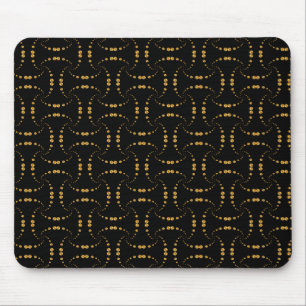 Elegant modern golden dotted design on black mouse pad