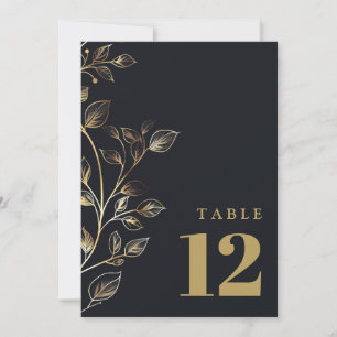 Elegant Modern Golden Floral Table Number