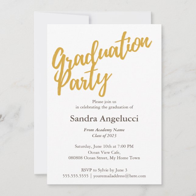 Elegant Modern Golden Graduation Party Invitation (Front)