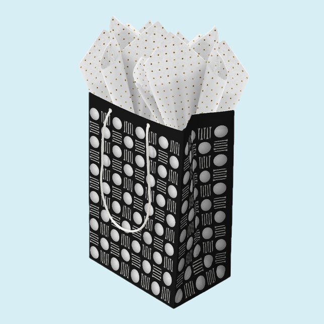 Elegant Modern Golf Ball & Tee Black Noir Medium Gift Bag (Creator Uploaded)