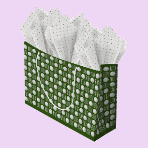 Elegant Modern Golf Ball & Tee Green Large Gift Bag