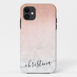 Elegant modern gradient copper gold white marble Case-Mate iPhone case