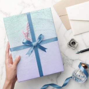 Elegant modern gradient mint green glitter purple wrapping paper