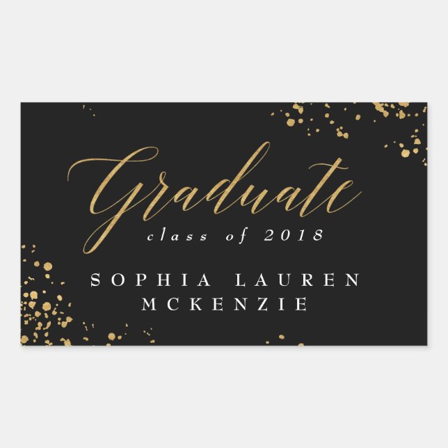 ELEGANT MODERN GRADUATE RECTANGULAR STICKER (Front)