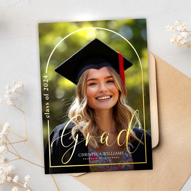 Elegant Modern Graduate Simple Photo Graduation (Elegant Modern Graduate Photo Graduation Foil Invitation)