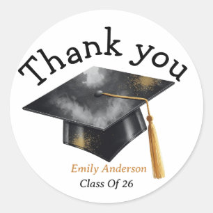 Elegant Modern Graduation Cap Gold Classic Round Sticker
