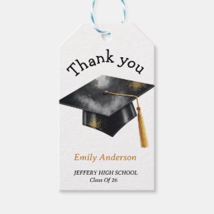 Elegant Modern Graduation Cap Gold Gift Tags