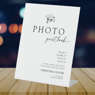 Elegant Modern Graduation Photo Guest Book Pedestal Sign