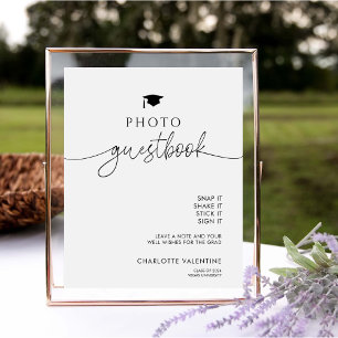 Elegant Modern Graduation Photo Guest Book Pedestal Sign