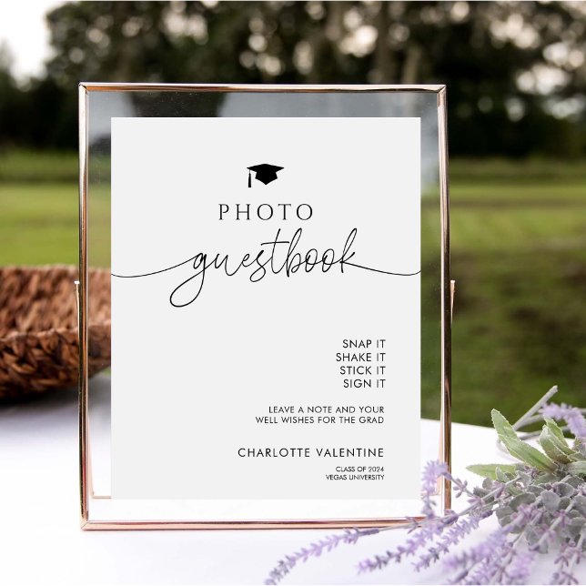 Elegant Modern Graduation Photo Guest Book  Pedestal Sign (Creator Uploaded)